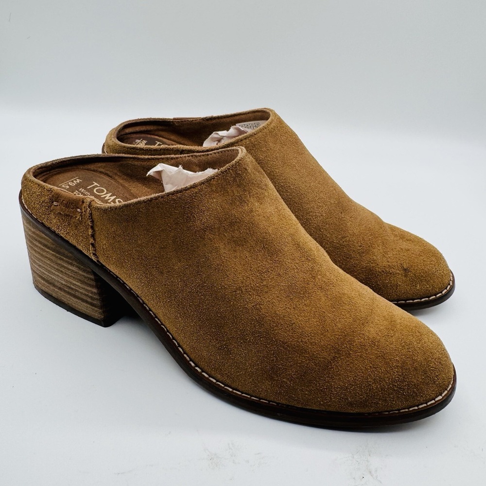 Toms women suede brown Clogs Size 9.5